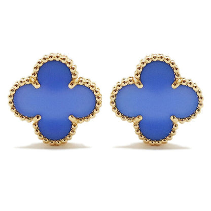 Van Cleef & Arpels Vintage Alhambra Earrings 750 Agate