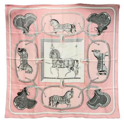 Hermes Grand Apparat Scarf Silk 100% Pink