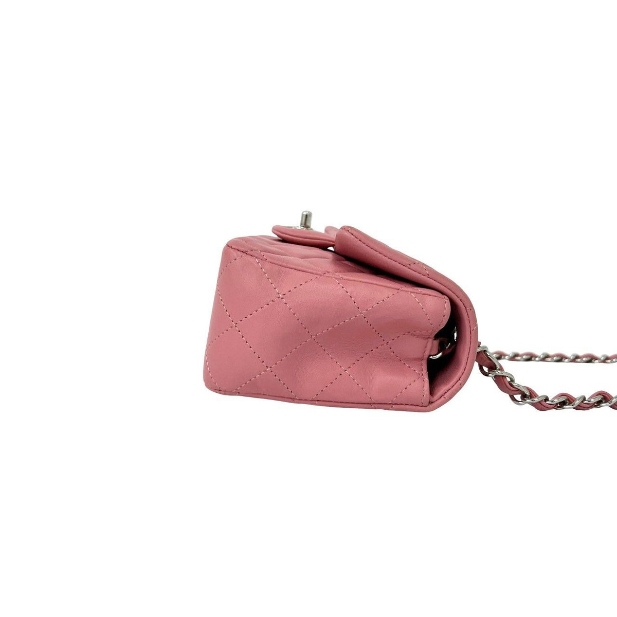 Chanel Quilted CC Logo Lambskin Leather Chain Shoulder Bag Pink — view 6
