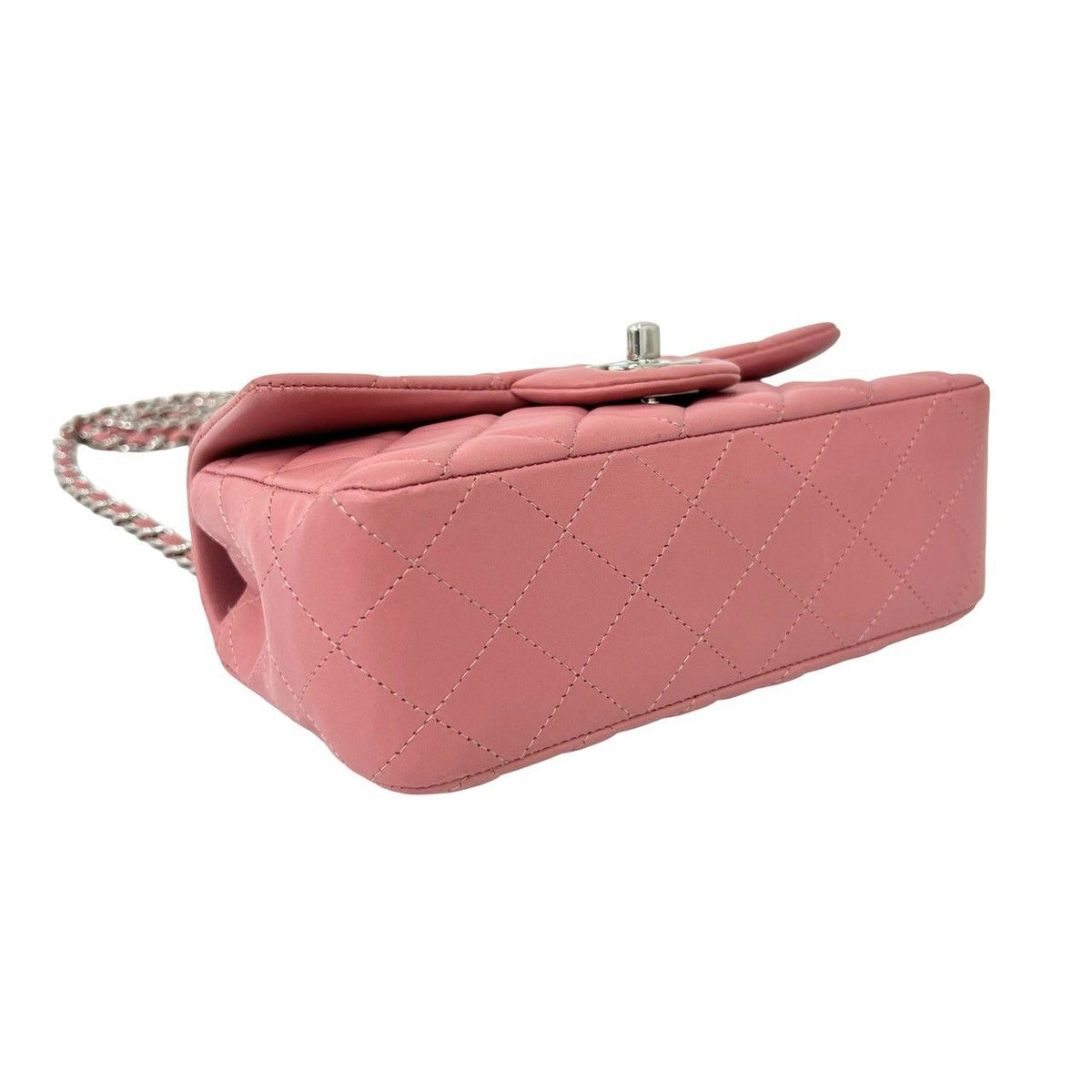 Chanel Quilted CC Logo Lambskin Leather Chain Shoulder Bag Pink — view 7