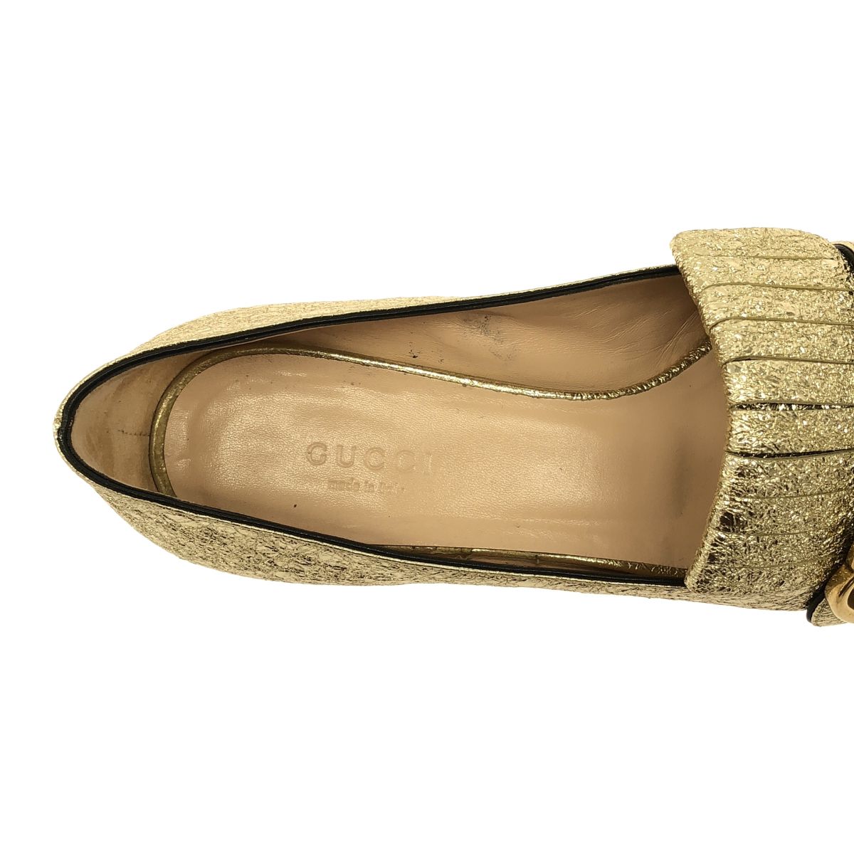 Gucci GG Marmont Metallic Tassel Pumps Gold Heels — view 5