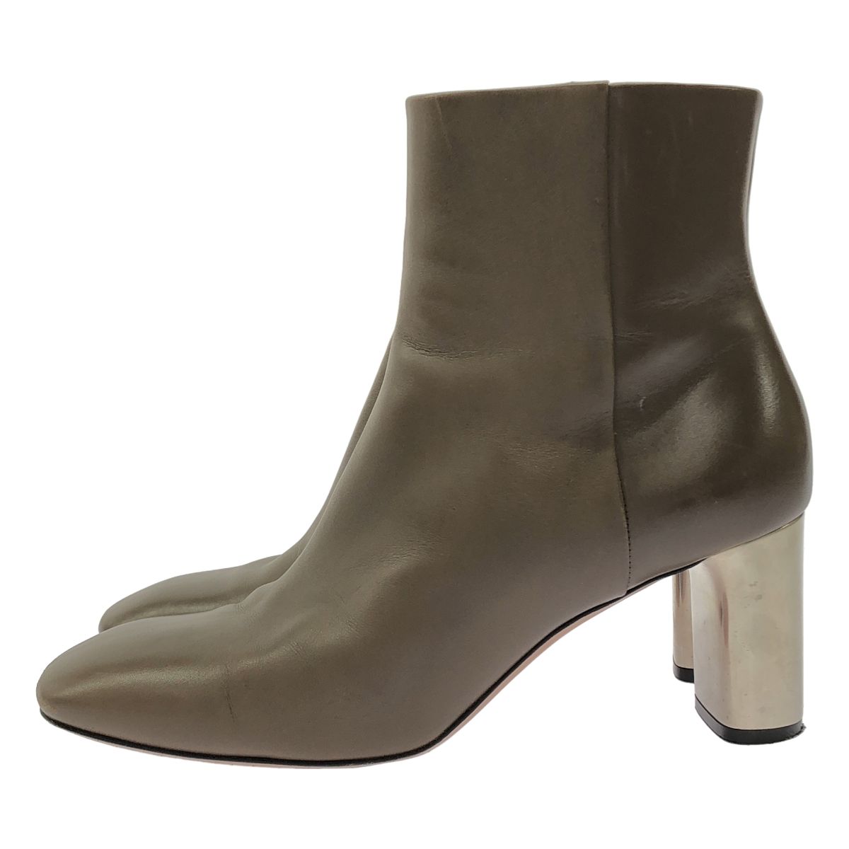 Celine by Phoebe Philo Metal Heels Side Zip Leather Boots Gray — view 2