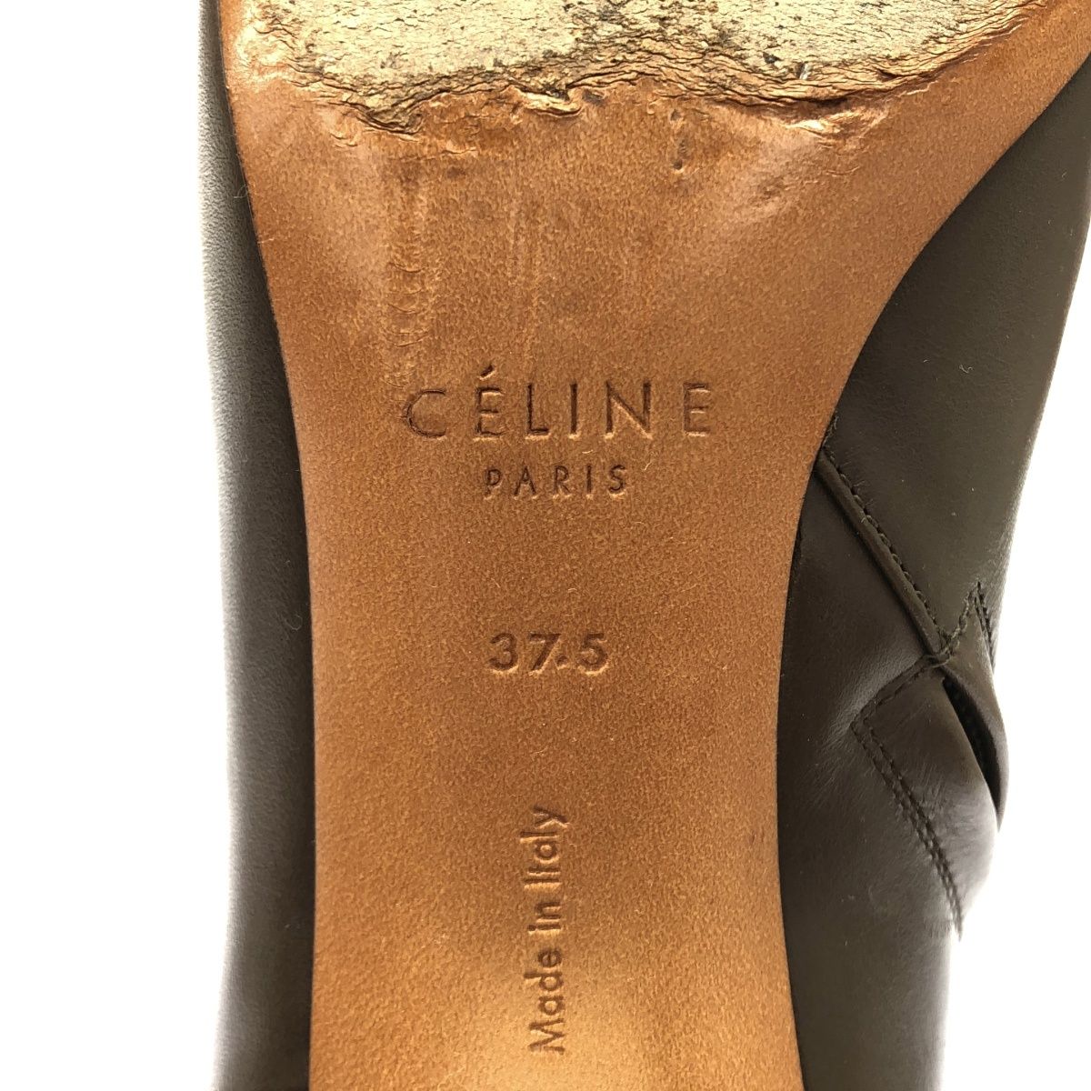 Celine by Phoebe Philo Metal Heels Side Zip Leather Boots Gray — view 6