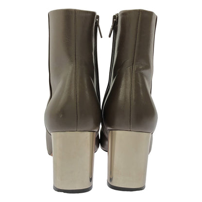 Celine by Phoebe Philo Metal Heels Side Zip Leather Boots Gray — view 3