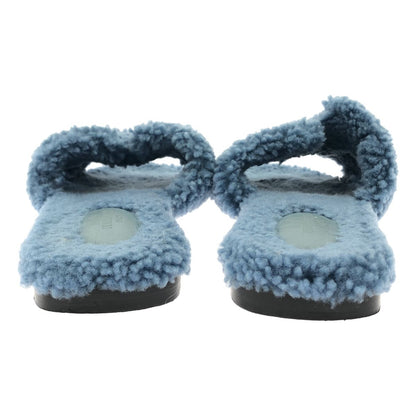 Hermes Oran Shearling Blue Sandals — view 3