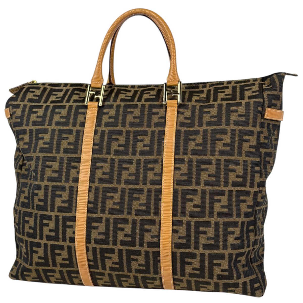 Fendi Handbag Zucca Pattern Tote Canvas Brown