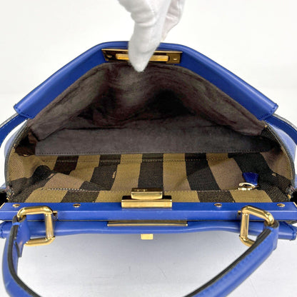 Fendi Peekaboo 2-Way Shoulder Bag Pecan Leather Blue — view 7
