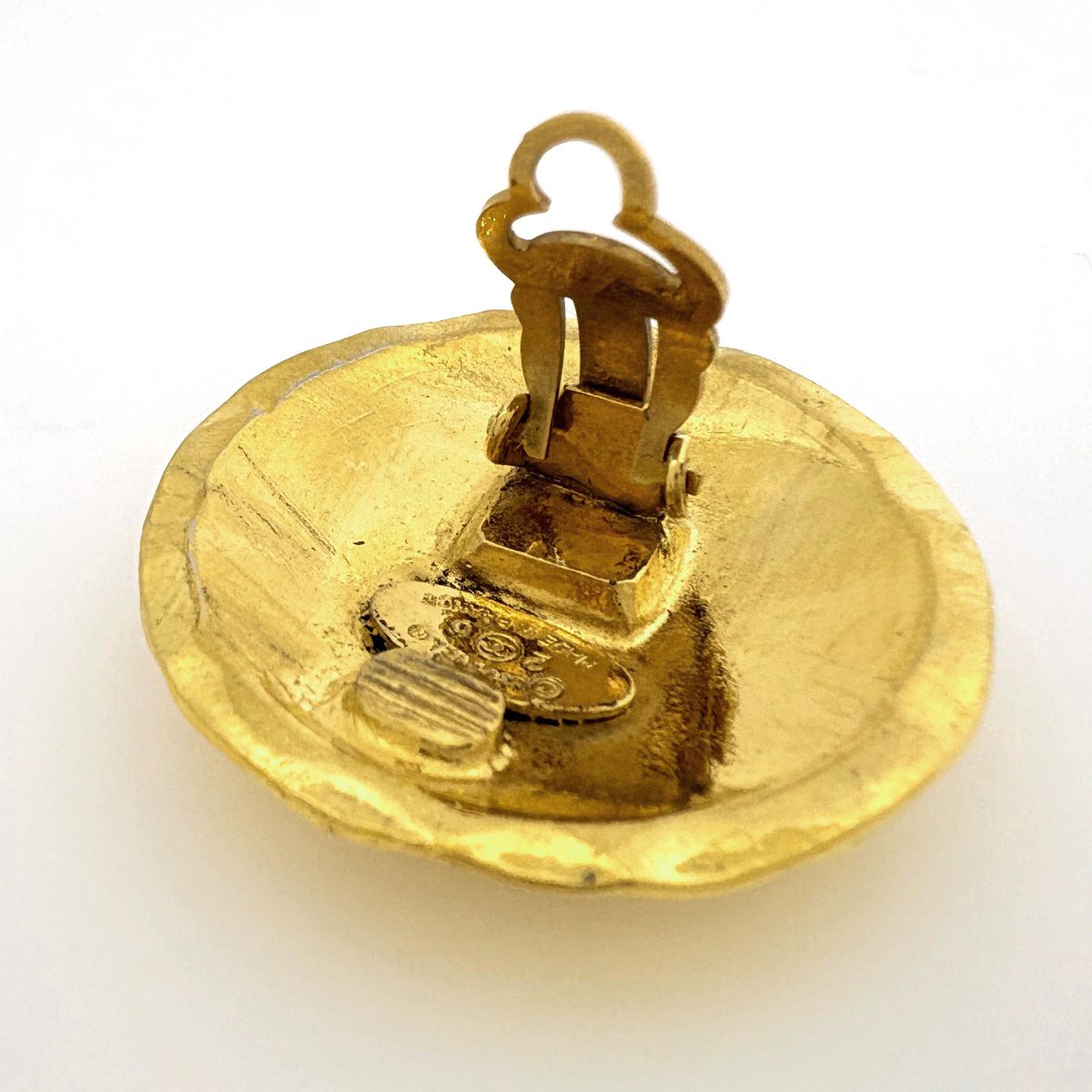 Chanel Earrings Quilted Round Gold Plated — view 3