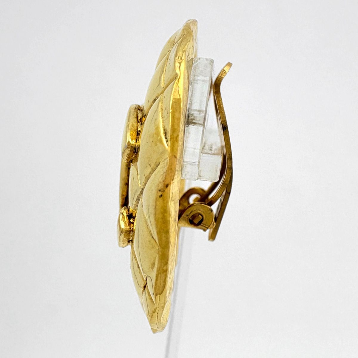 Chanel Earrings Quilted Round Gold Plated — view 2