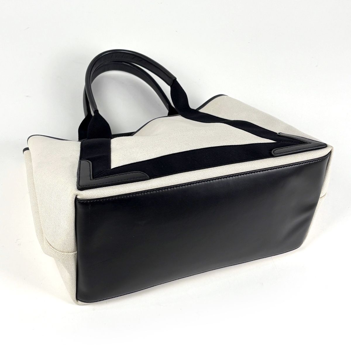 Balenciaga Tote Bag Navy Medium Cabas Canvas Natural Black — view 2