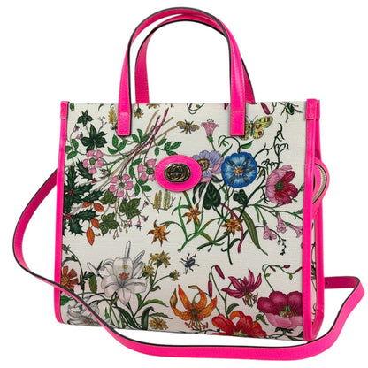Gucci Handbag Flora 2-Way Canvas Pink Multicolor