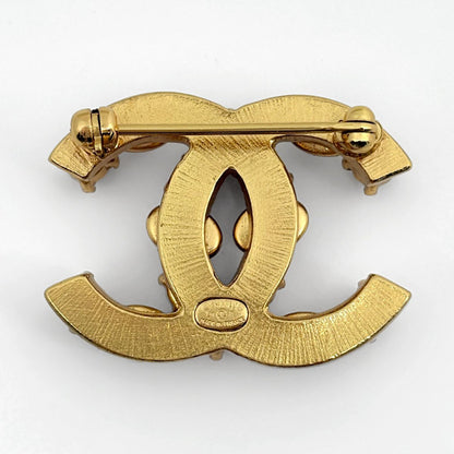 Chanel Brooch CC Logo Color Stone Gold — view 2