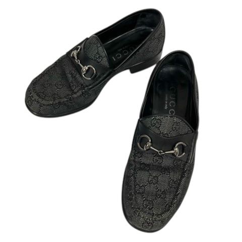 Gucci GG Canvas Loafers Slip-on Horsebit Logo Black