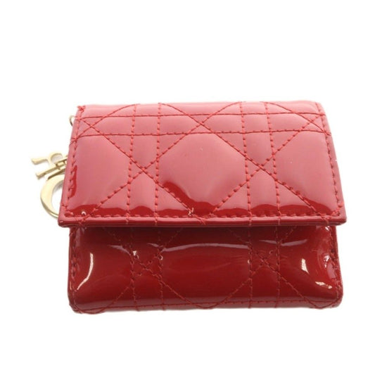 Dior Lady Lotus Wallet Trifold Red
