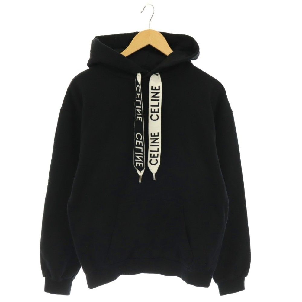 Celine Drawstring Loose Hoodie Pullover Black S