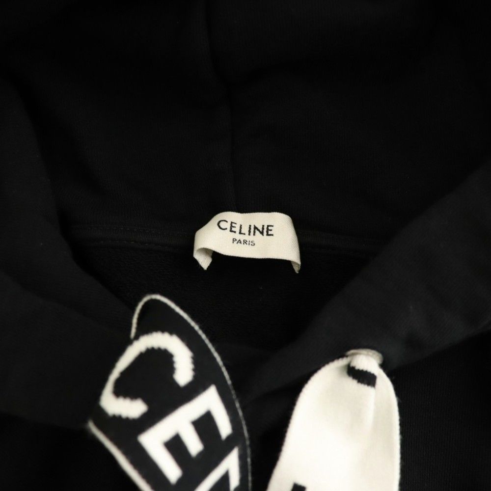 Celine Drawstring Loose Hoodie Pullover Black S — view 5