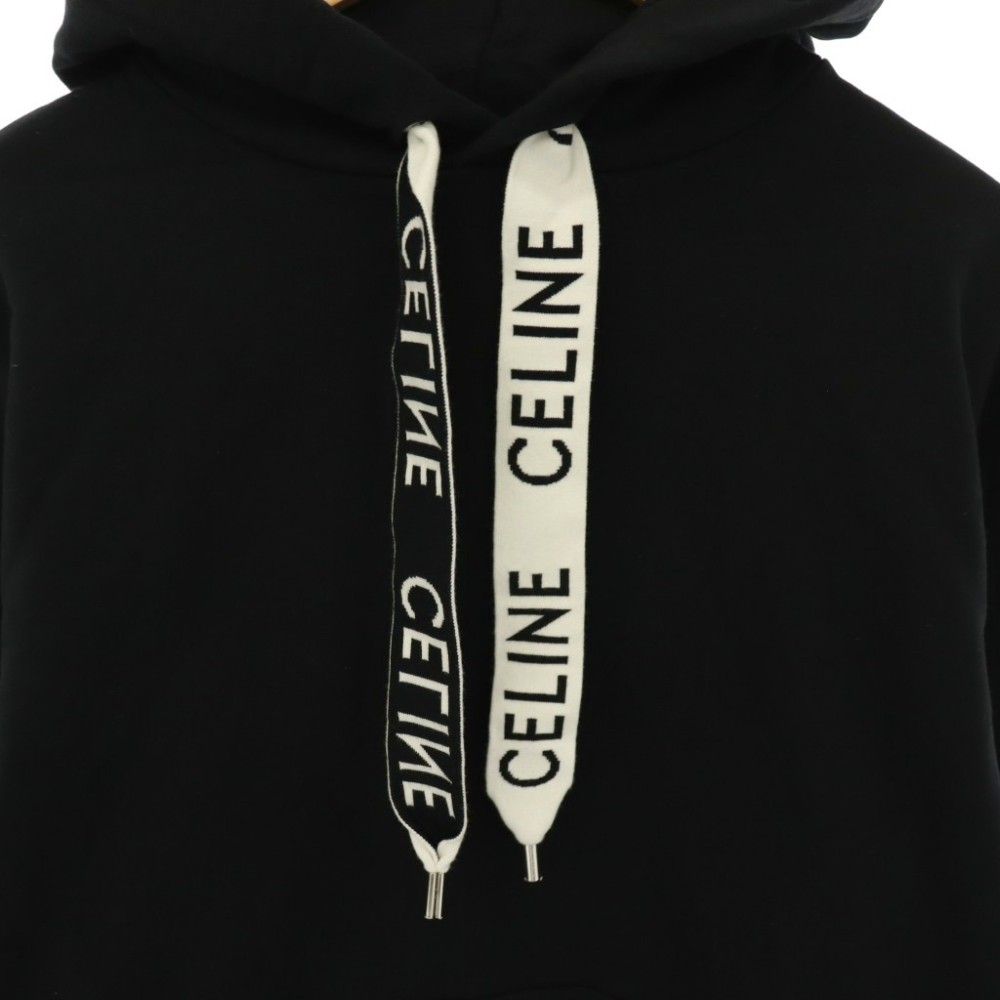 Celine Drawstring Loose Hoodie Pullover Black S — view 3
