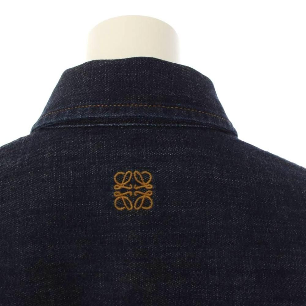 Loewe Draped Denim Shirt Blouse Long Sleeve Anagram Blue 32 — view 5