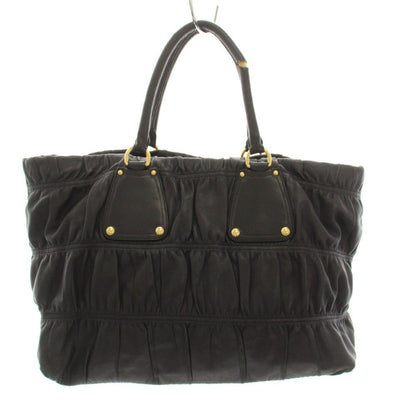 Prada Gathered Tote Bag Leather Black — view 3