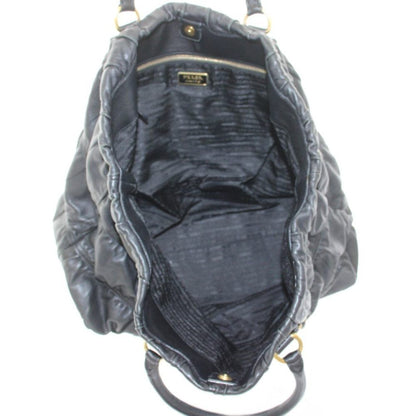 Prada Gathered Tote Bag Leather Black — view 6