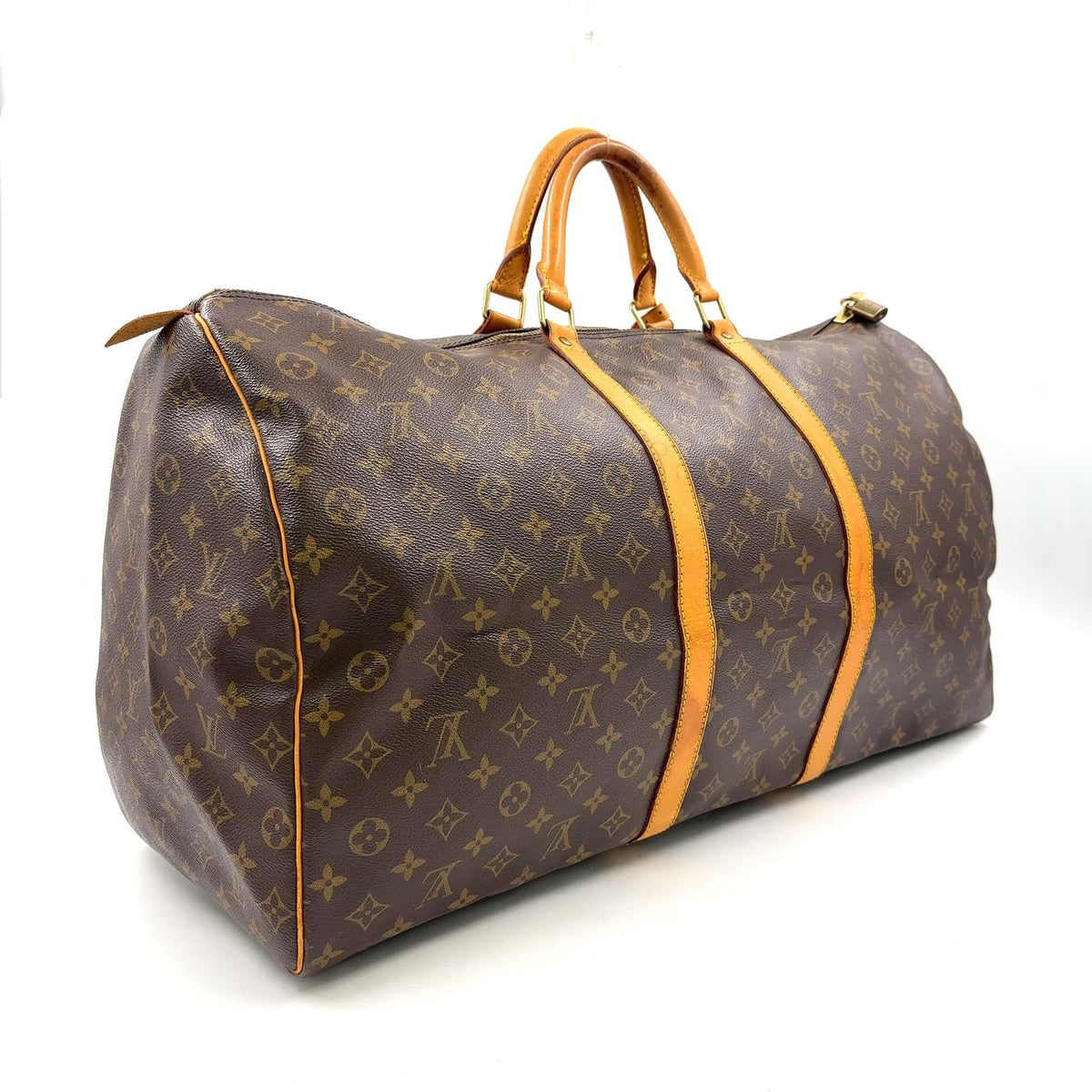 Louis Vuitton Keepall 60 Monogram Leather Brown Boston Bag Gold — view 2