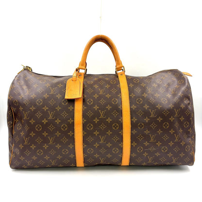 Louis Vuitton Keepall 60 Monogram Leather Brown Boston Bag Gold