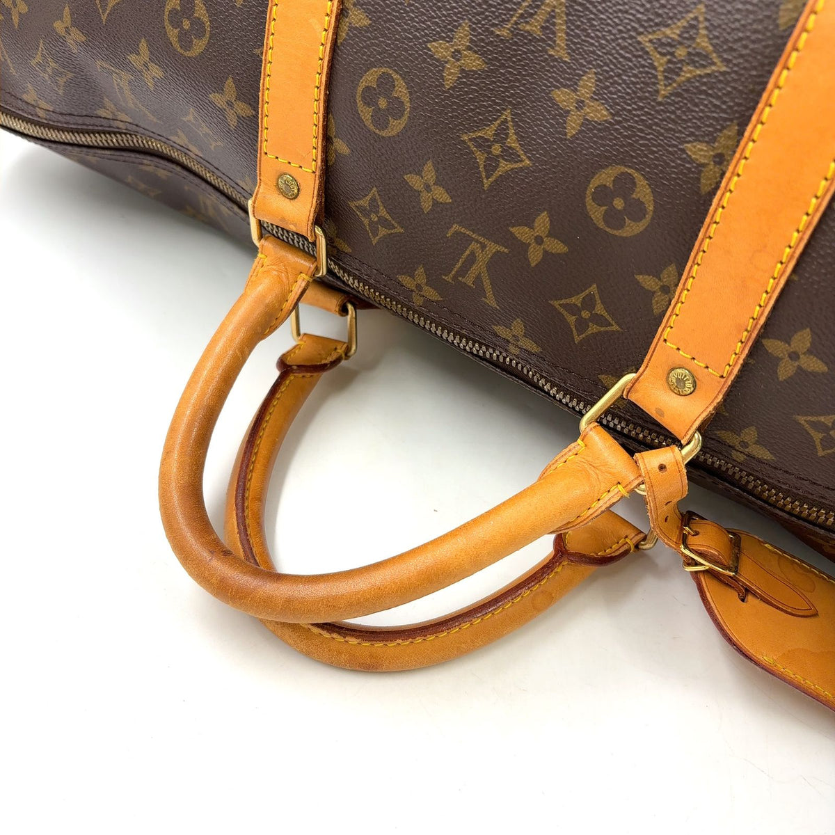 Louis Vuitton Keepall 60 Monogram Leather Brown Boston Bag Gold — view 5