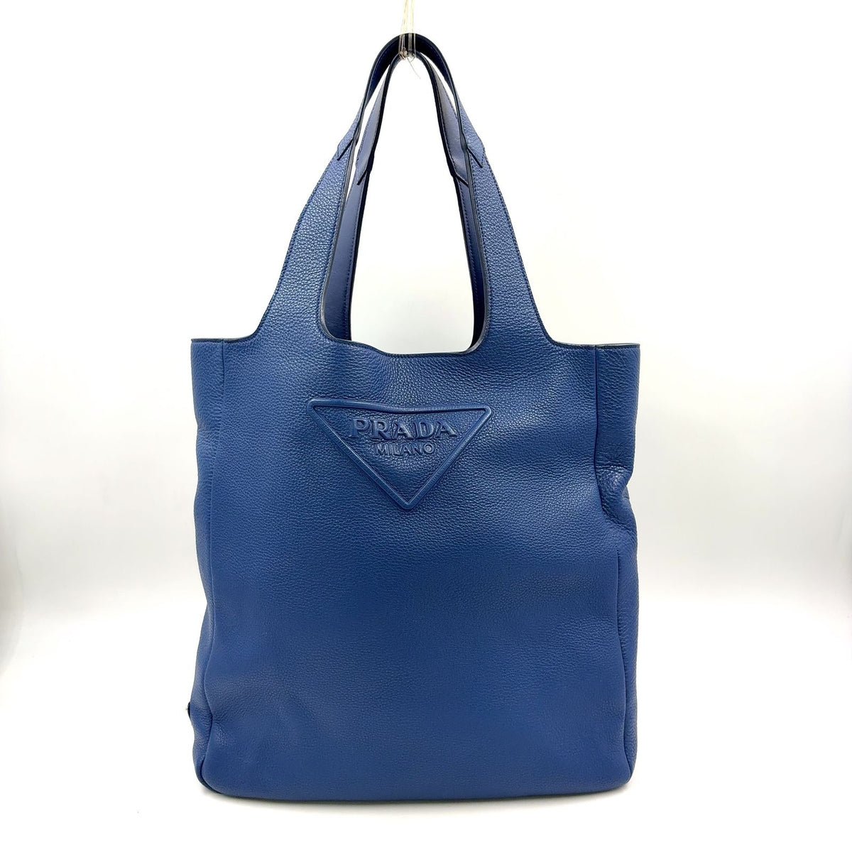 Prada Vitello Daino Enabled Leather Blue Tote Bag Silver