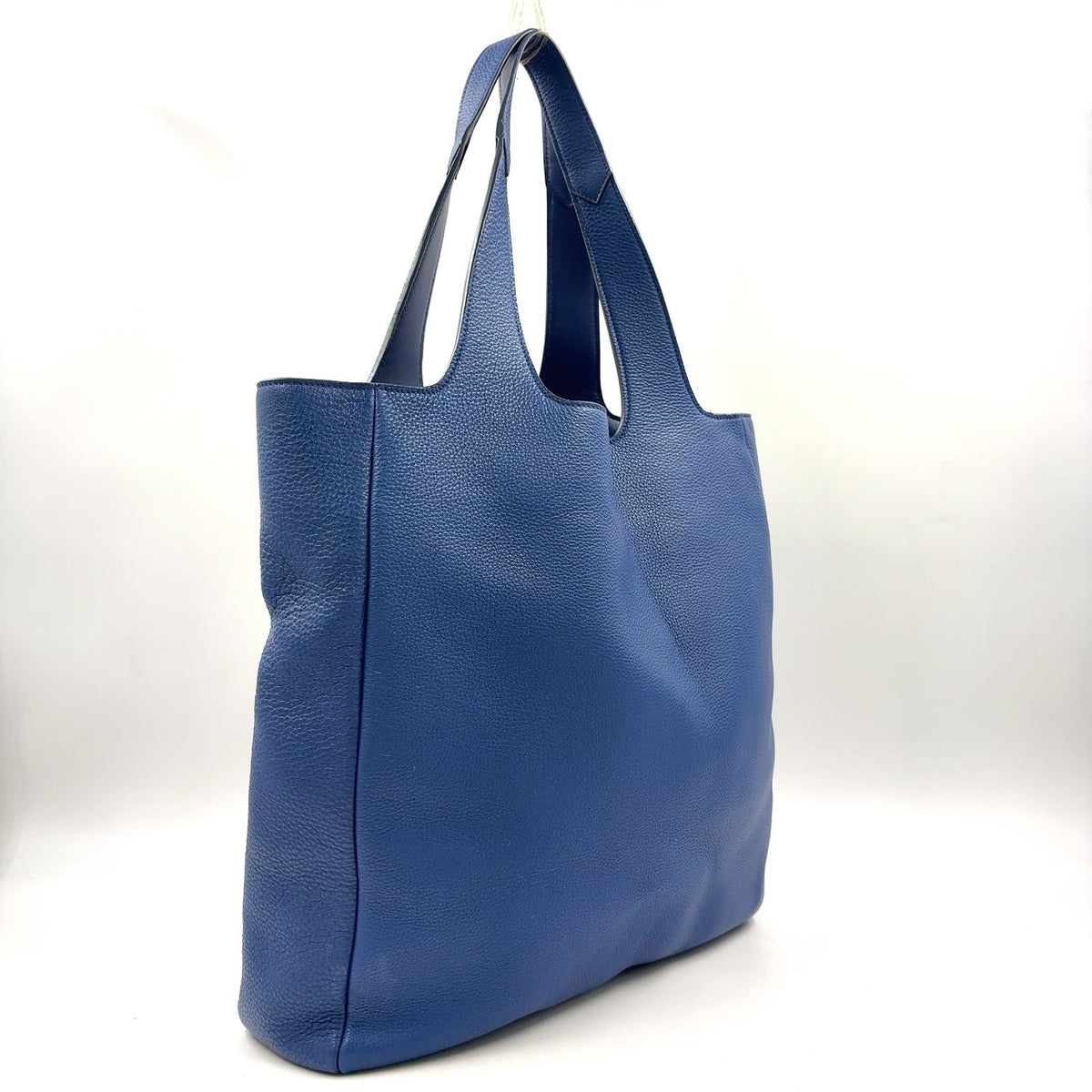 Prada Vitello Daino Enabled Leather Blue Tote Bag Silver — view 2