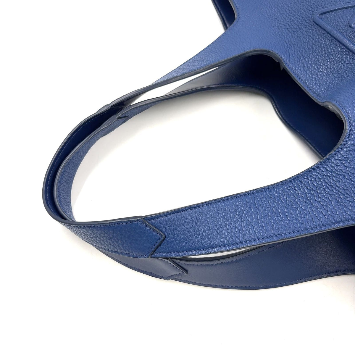 Prada Vitello Daino Enabled Leather Blue Tote Bag Silver — view 5