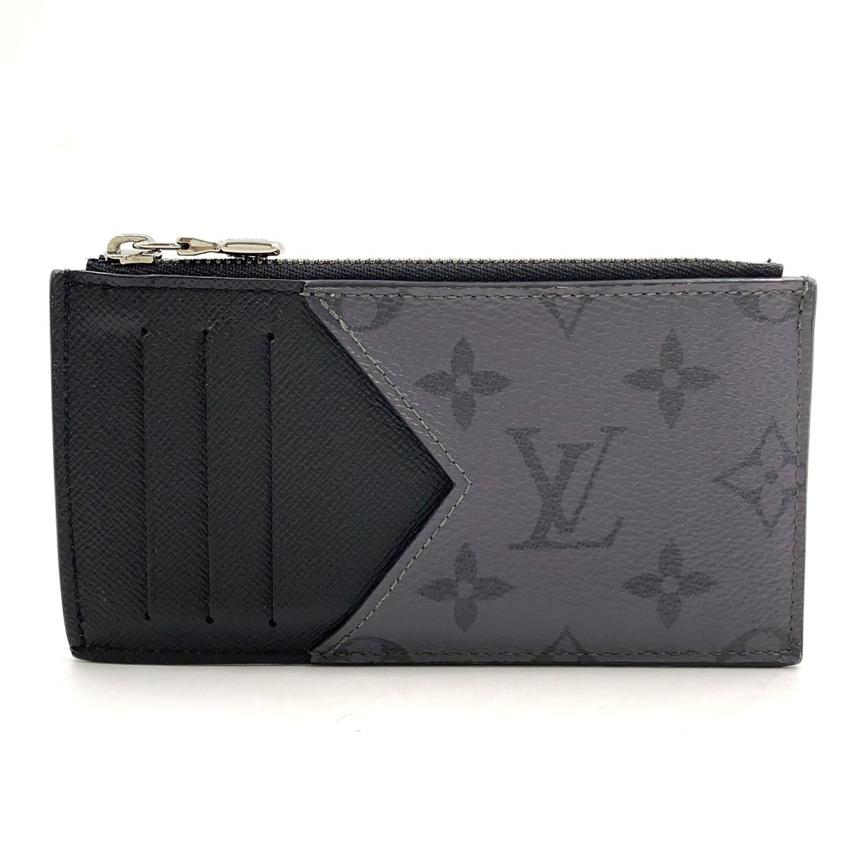 Louis Vuitton Coin Card Holder Monogram Eclipse Reverse Leather Black Purse