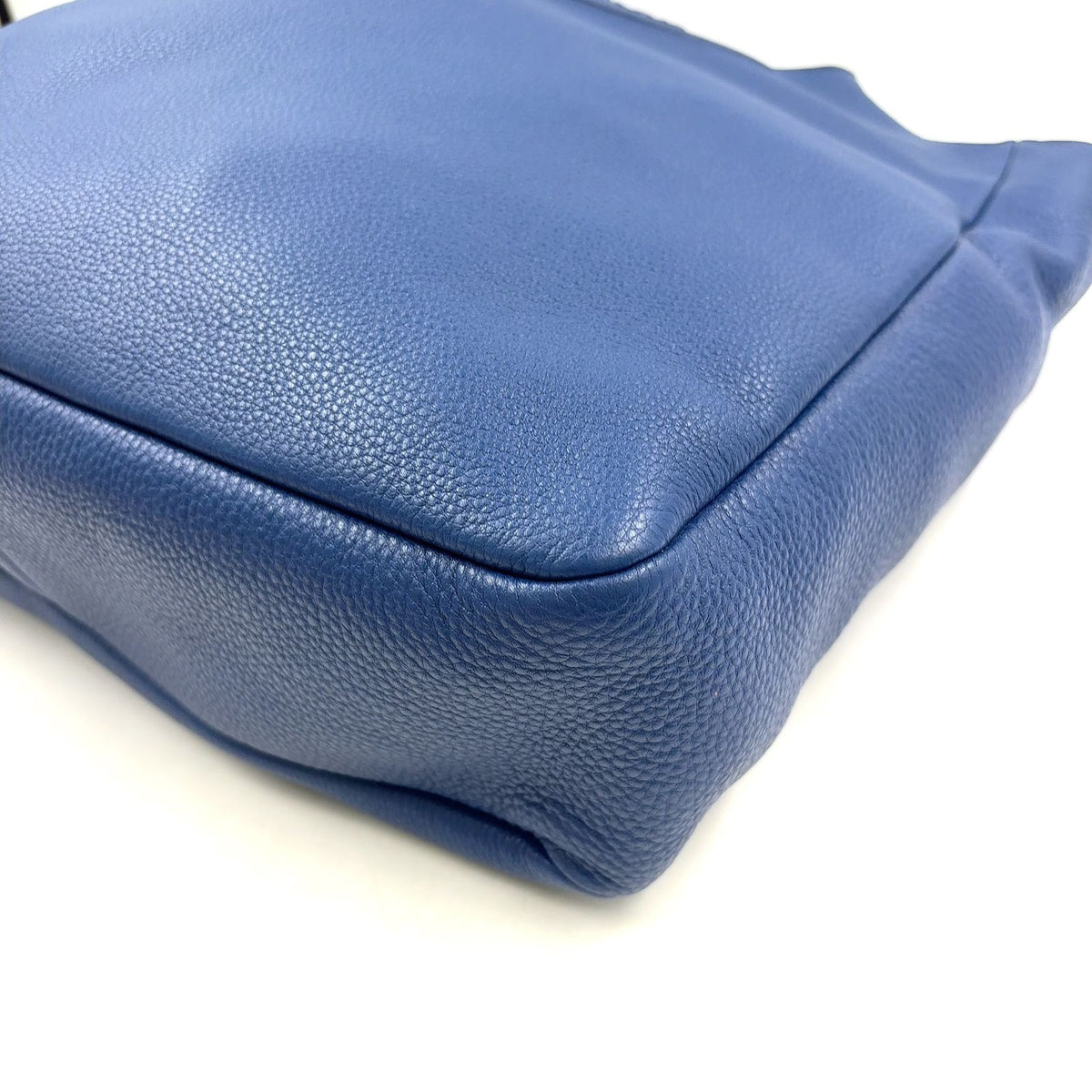 Prada Vitello Daino Enabled Leather Blue Tote Bag Silver — view 8