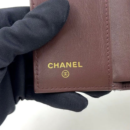 Chanel CC Logo Small Random Caviar Leather Black Trifold Wallet Gold — view 4