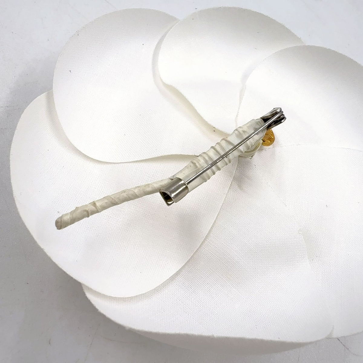 Chanel Camellia Corsage Satin White Gold Brooch — view 6