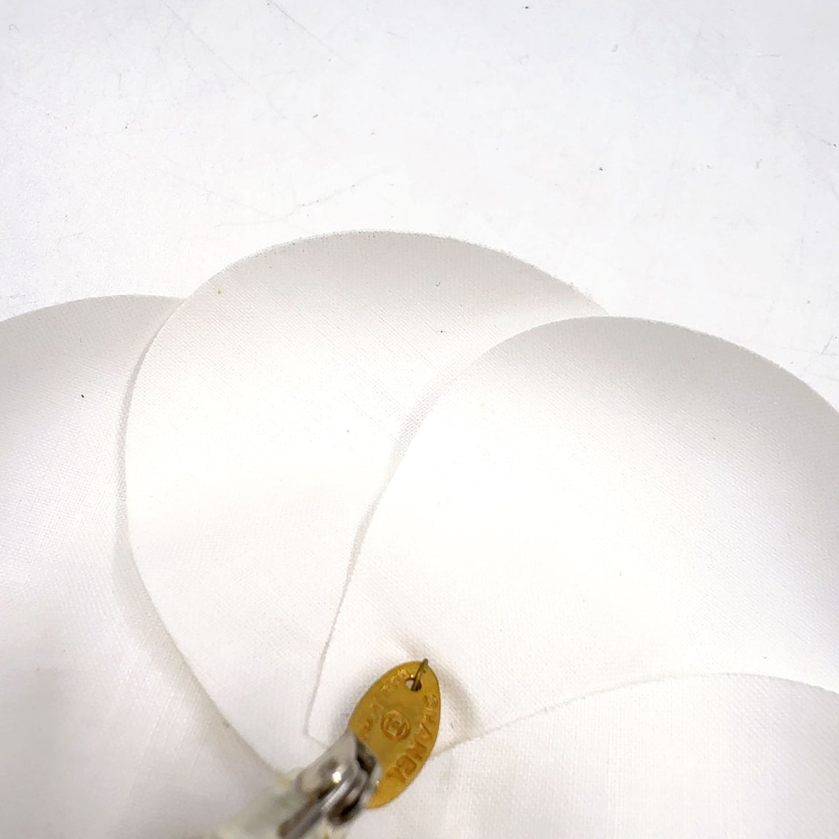 Chanel Camellia Corsage Satin White Gold Brooch — view 5