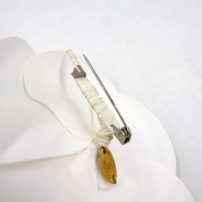 Chanel Camellia Corsage Satin White Gold Brooch — view 7