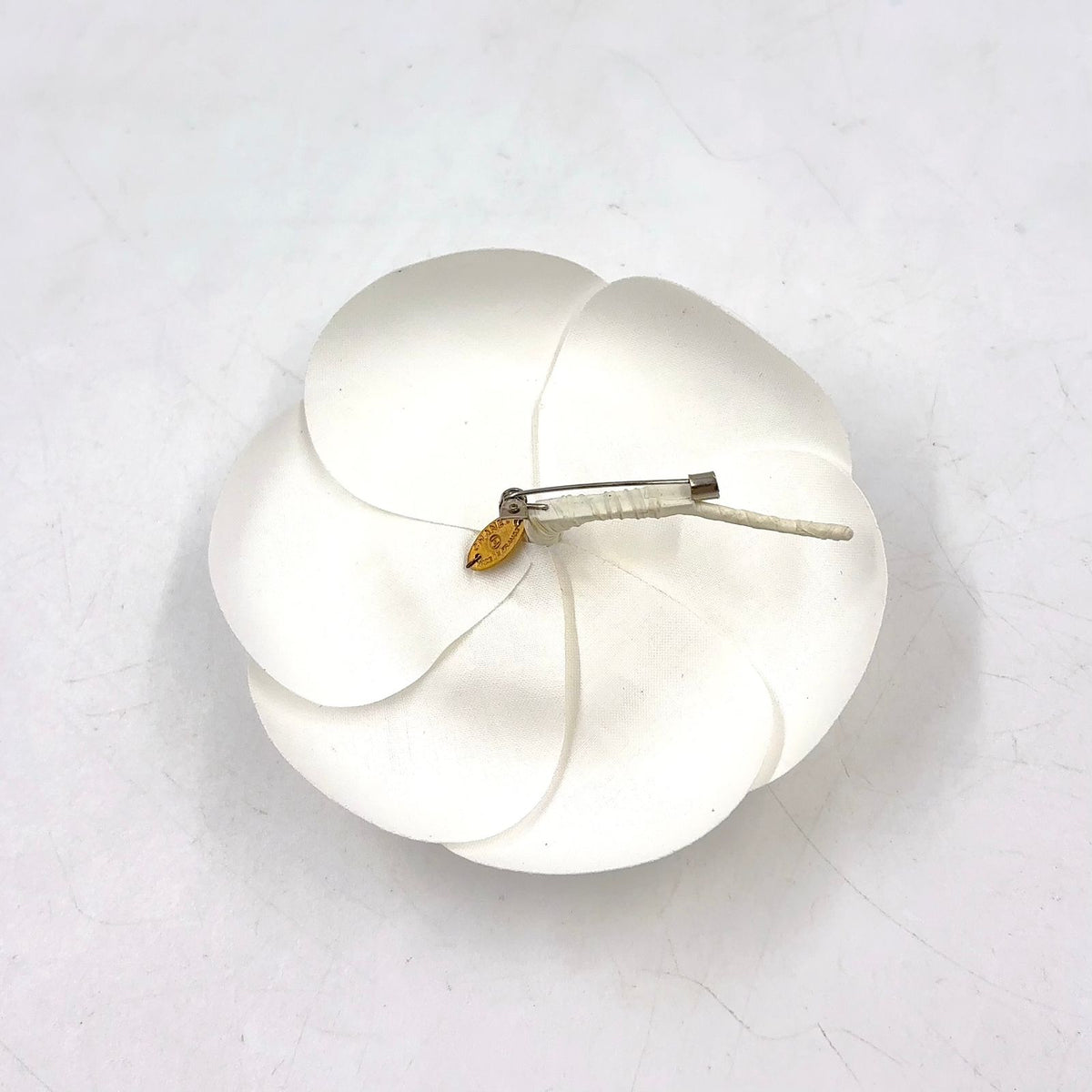 Chanel Camellia Corsage Satin White Gold Brooch — view 3