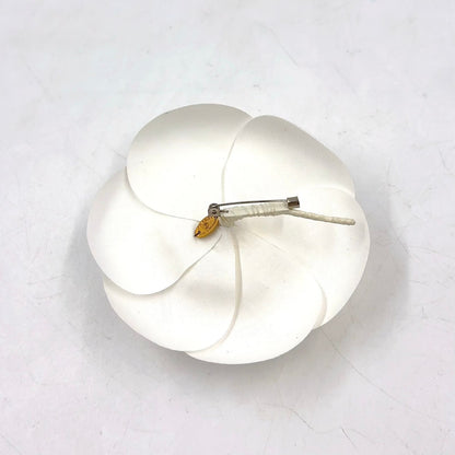 Chanel Camellia Corsage Satin White Gold Brooch — view 3