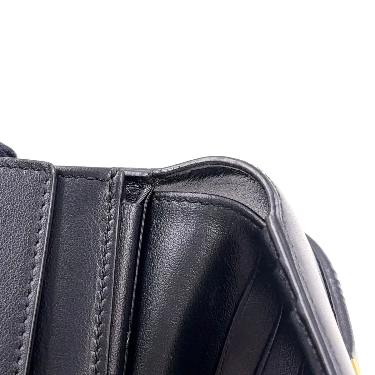 Celine Small Trifold Leather Black Wallet Gold — view 7