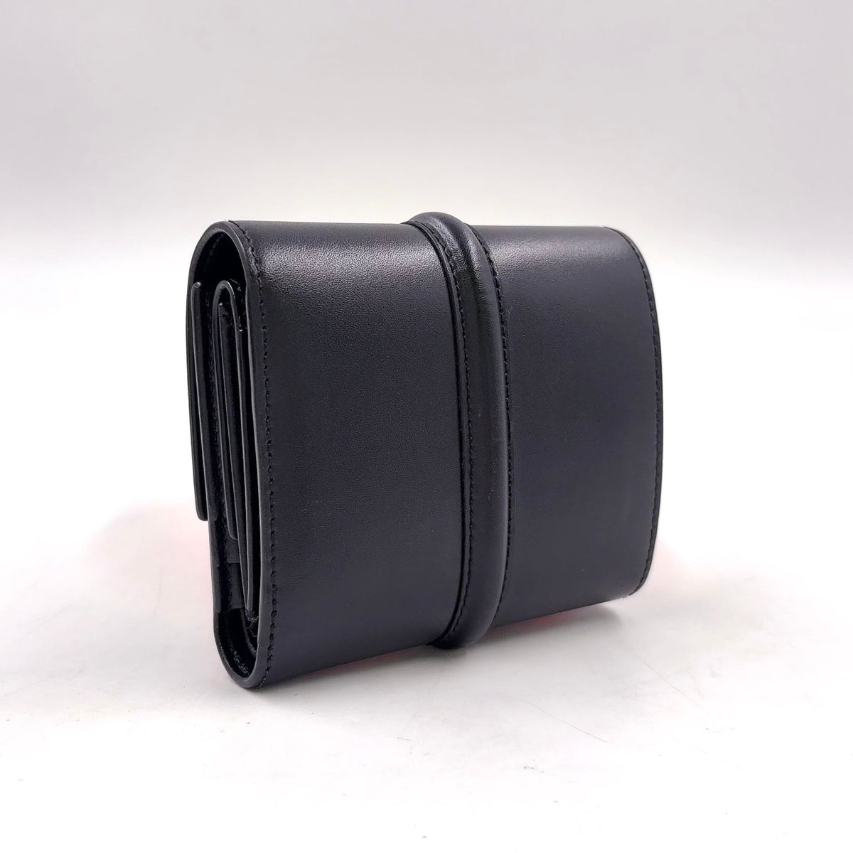 Celine Small Trifold Leather Black Wallet Gold — view 2