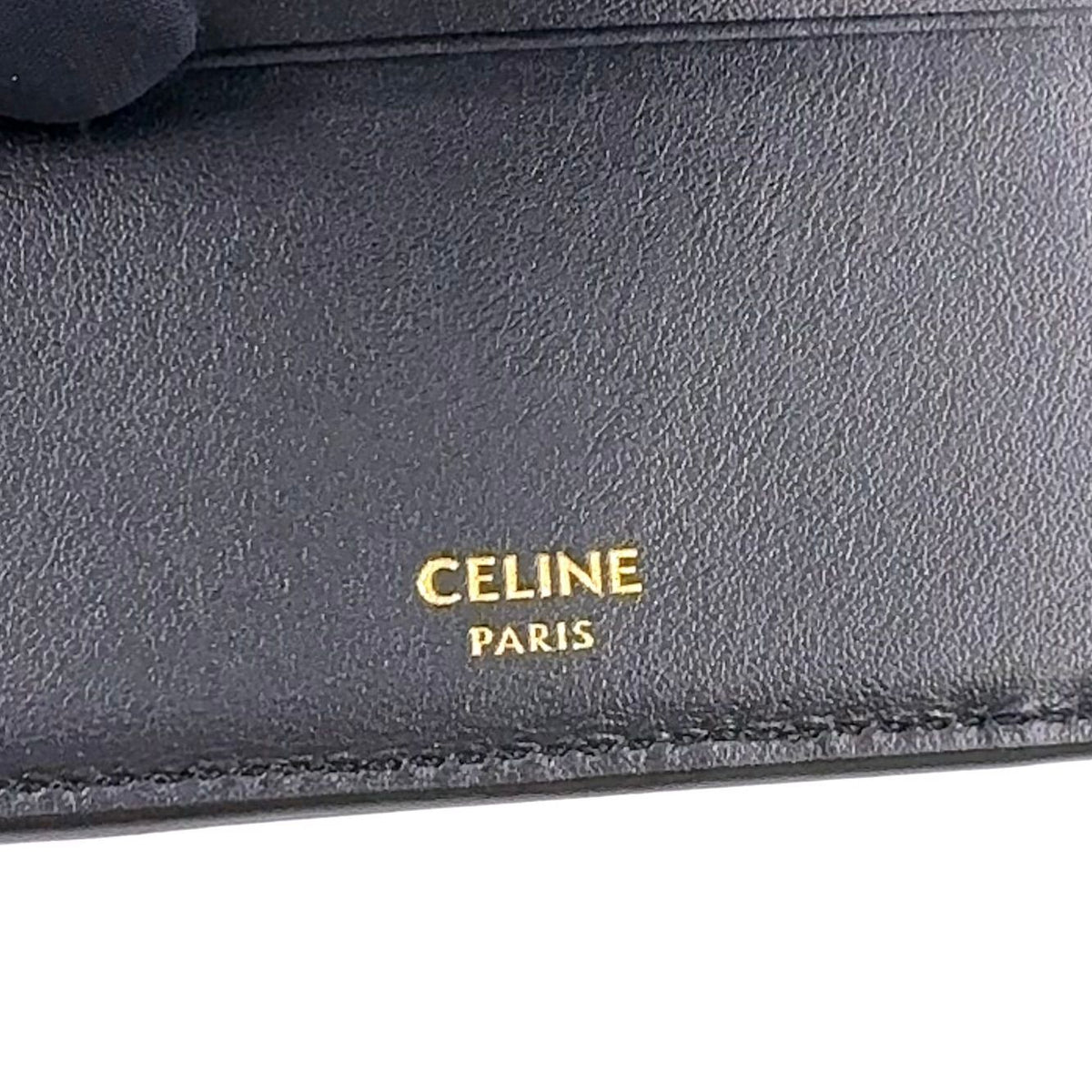 Celine Small Trifold Leather Black Wallet Gold — view 4