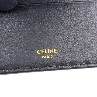Celine Small Trifold Leather Black Wallet Gold — view 4