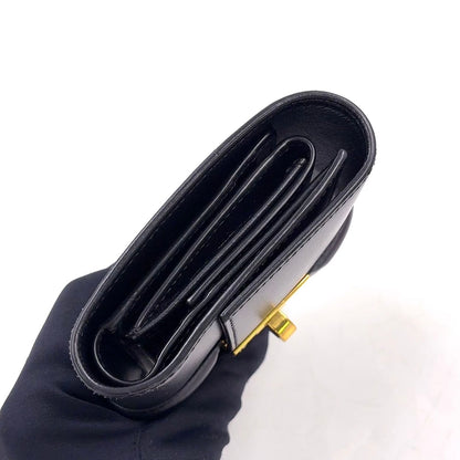 Celine Small Trifold Leather Black Wallet Gold — view 5