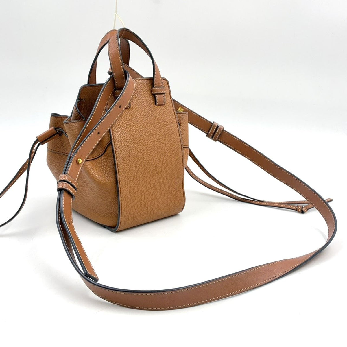 Loewe Drawstring Hammock Mini Leather Brown Shoulder Bag Gold — view 2