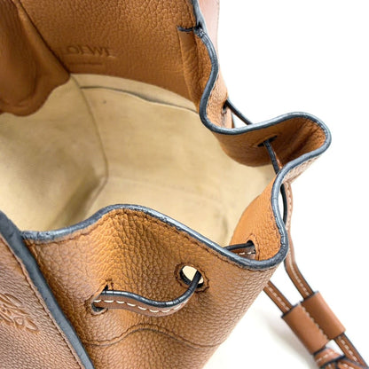 Loewe Drawstring Hammock Mini Leather Brown Shoulder Bag Gold — view 6