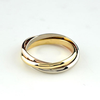 Cartier Trinity Yellow Gold Pink White Ring Three Color — view 2