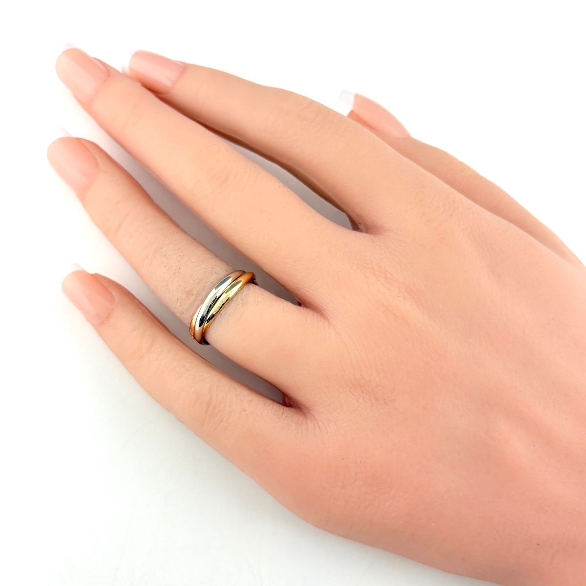 Cartier Trinity Yellow Gold Pink White Ring Three Color — view 4