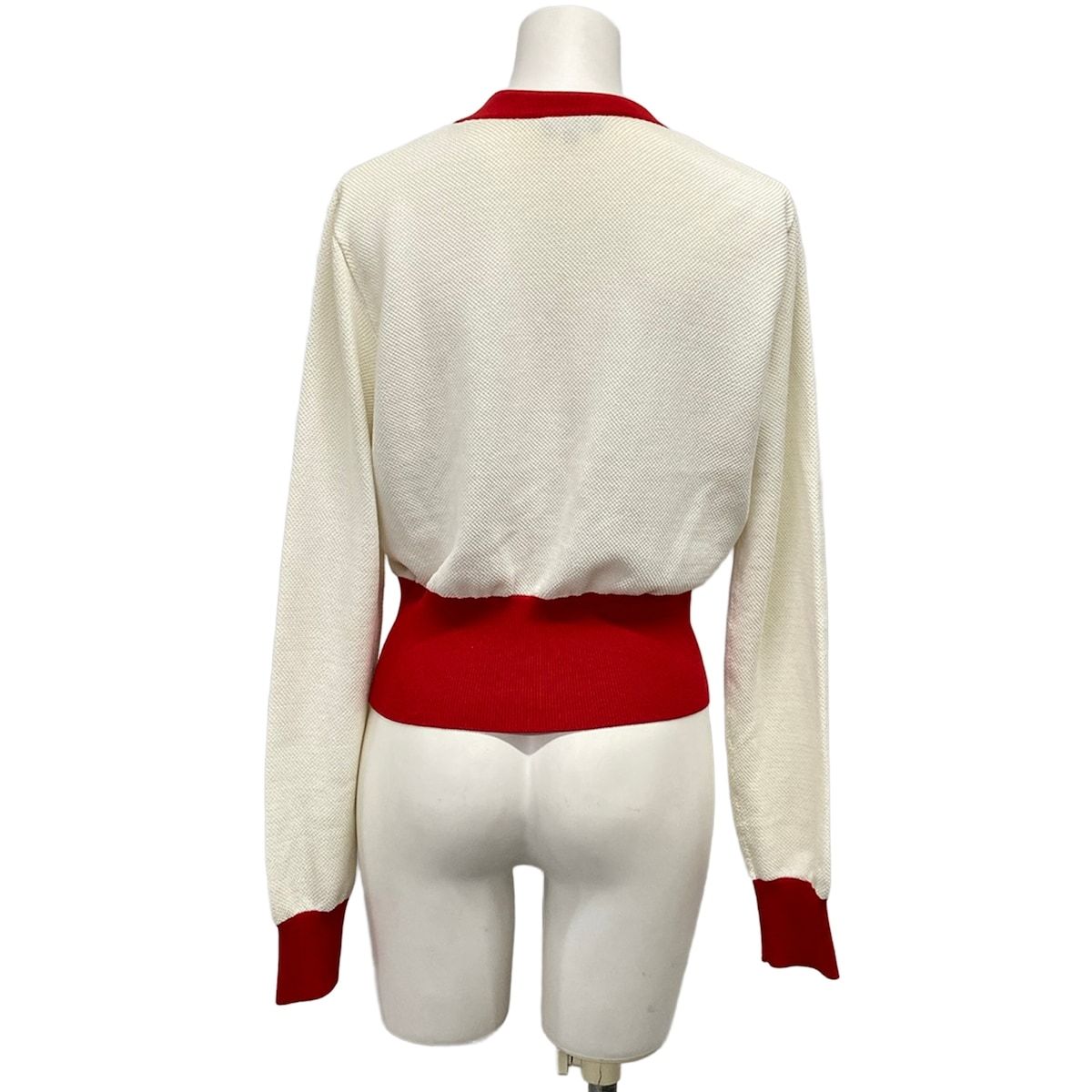 Chanel Cardigan Ivory Red Black Logo Cotton — view 2
