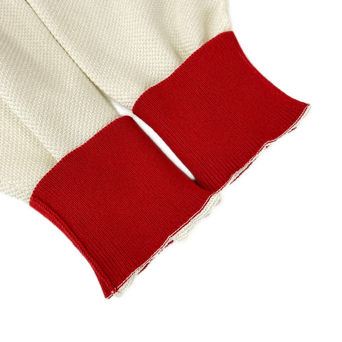Chanel Cardigan Ivory Red Black Logo Cotton — view 7