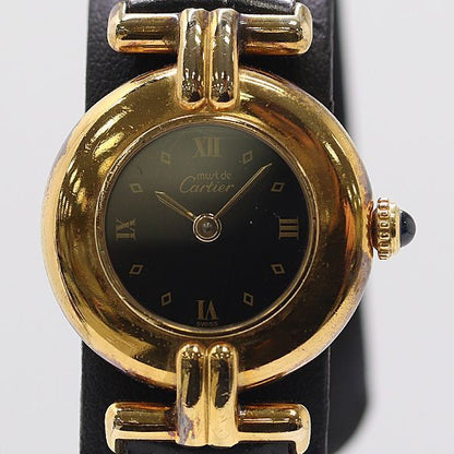 Cartier Must Colisee Vermeil Silver Black Dial Watch